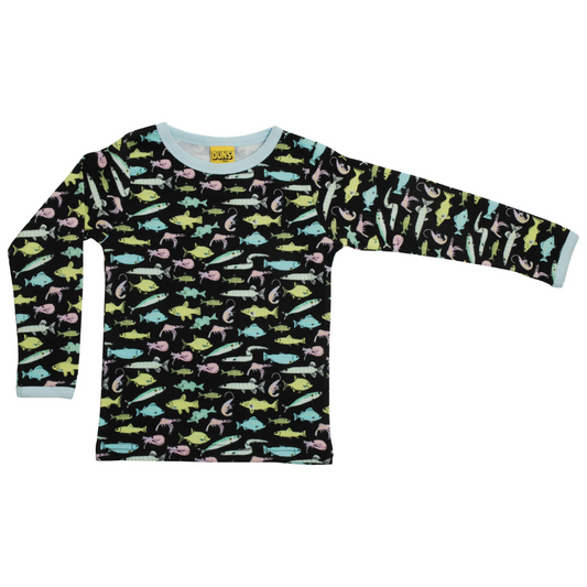 Long sleeve top - Fish Black