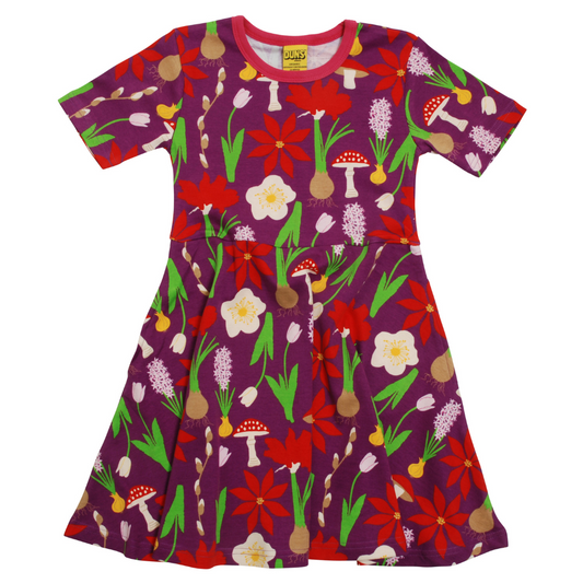 Short sleeve skater Dress - Winter flowers