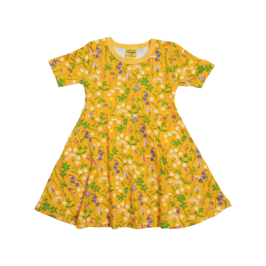 Short sleeve skater Dress - Wildflowers Orange